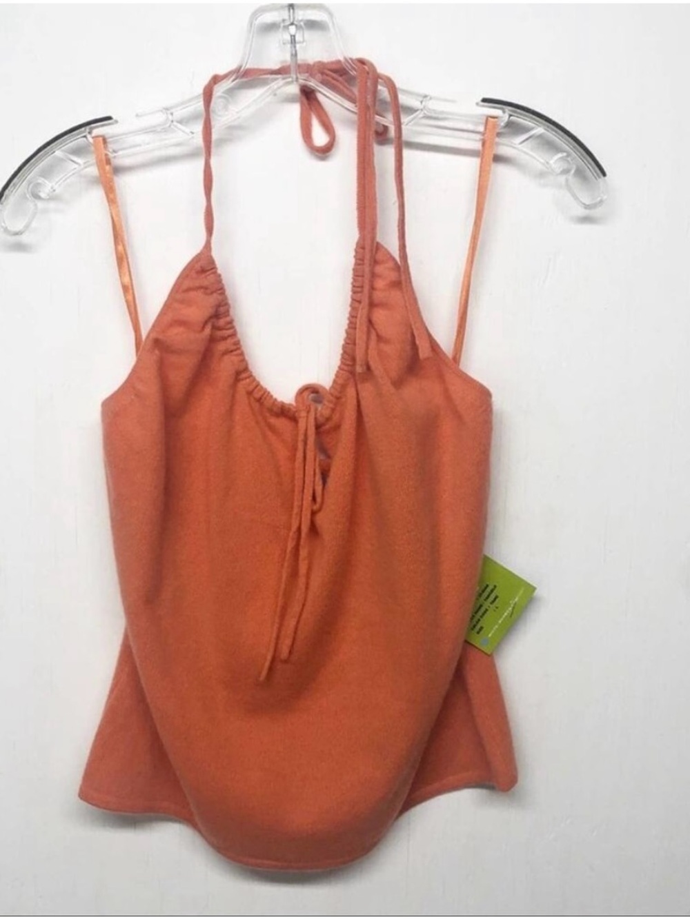 White + Warren Orange Cashmere Halter Tank Sweater